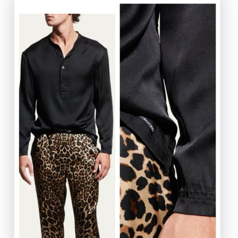 TOM FORD Men's Silk Henley Pajama Shirt Size Large $790 NEW